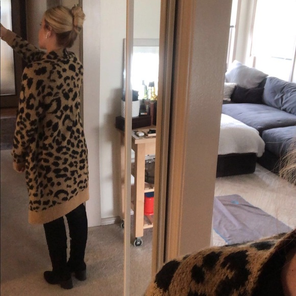 BP. XSmall Cheetah Print Long Cardigan - Picture 7 of 9
